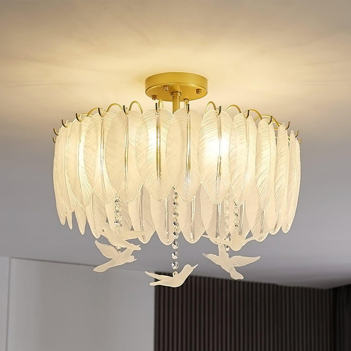 Eiriselle plafondlamp glasveer vogel elegant