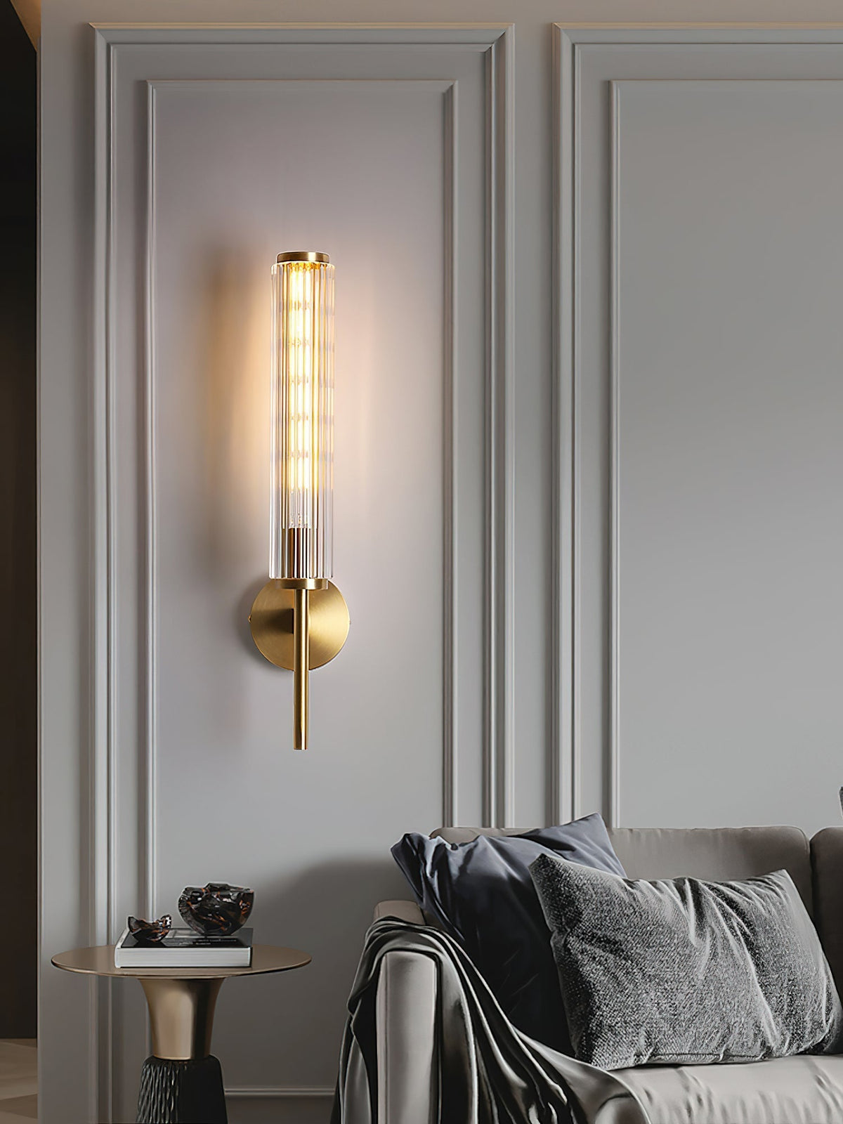 Faylen Premium Lineaire wandlamp van messing en glas