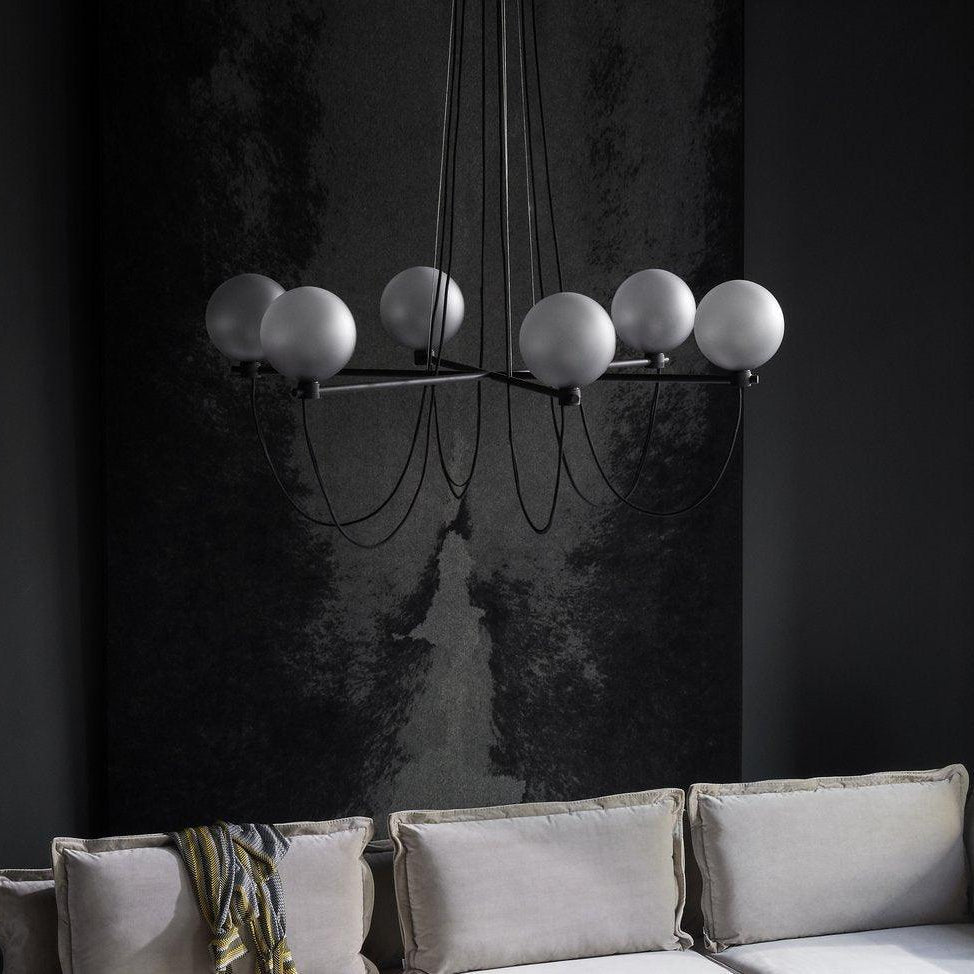 Valentina Scandinavisch Moderne Glazen Bol Kroonluchter Rookgrijs/Blauw Woon/Slaap/Eetkamer