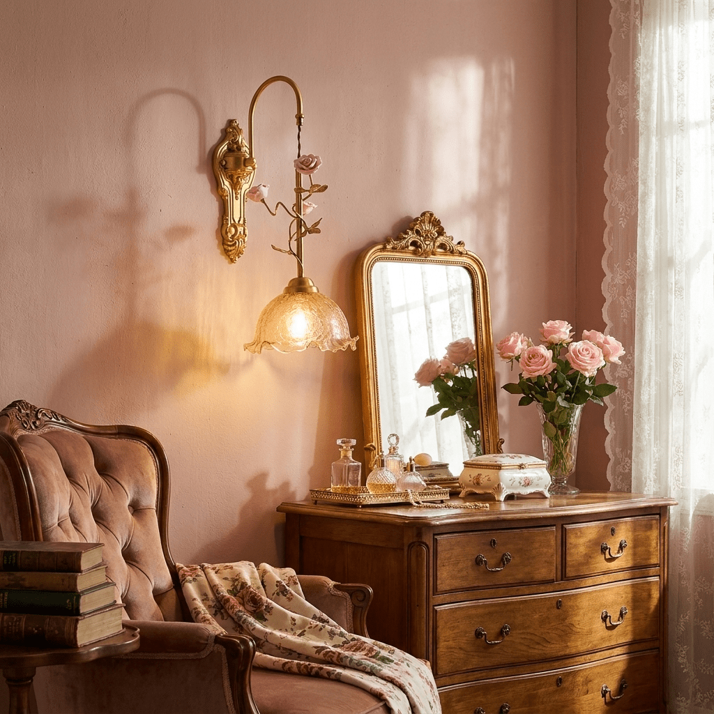 Clarisse Goud & Roze wandlamp