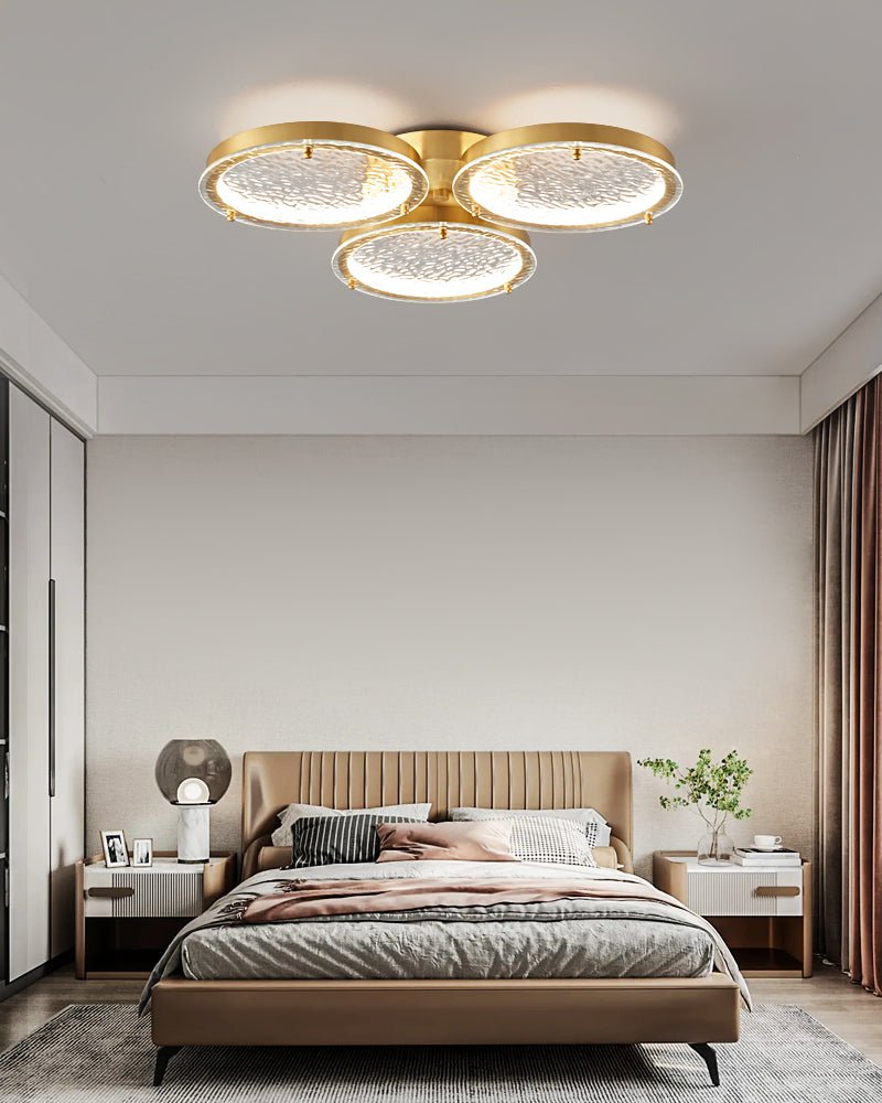 Itale unieke ringen van goudkleurig messing met glazen plafondlamp