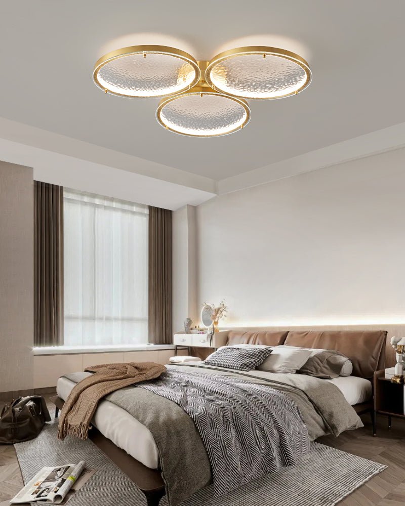 Itale unieke ringen van goudkleurig messing met glazen plafondlamp