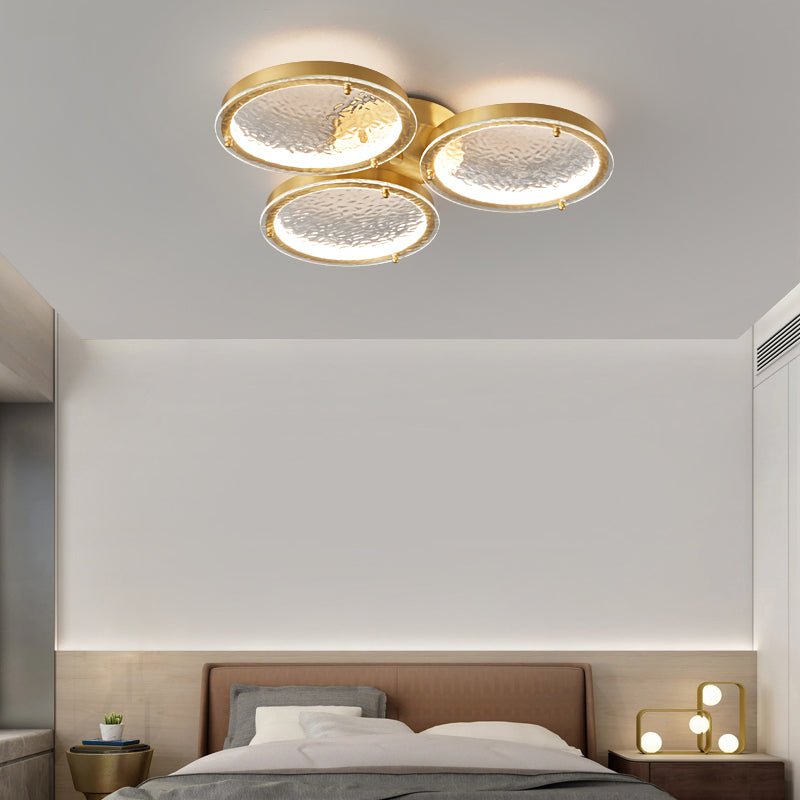 Itale unieke ringen van goudkleurig messing met glazen plafondlamp