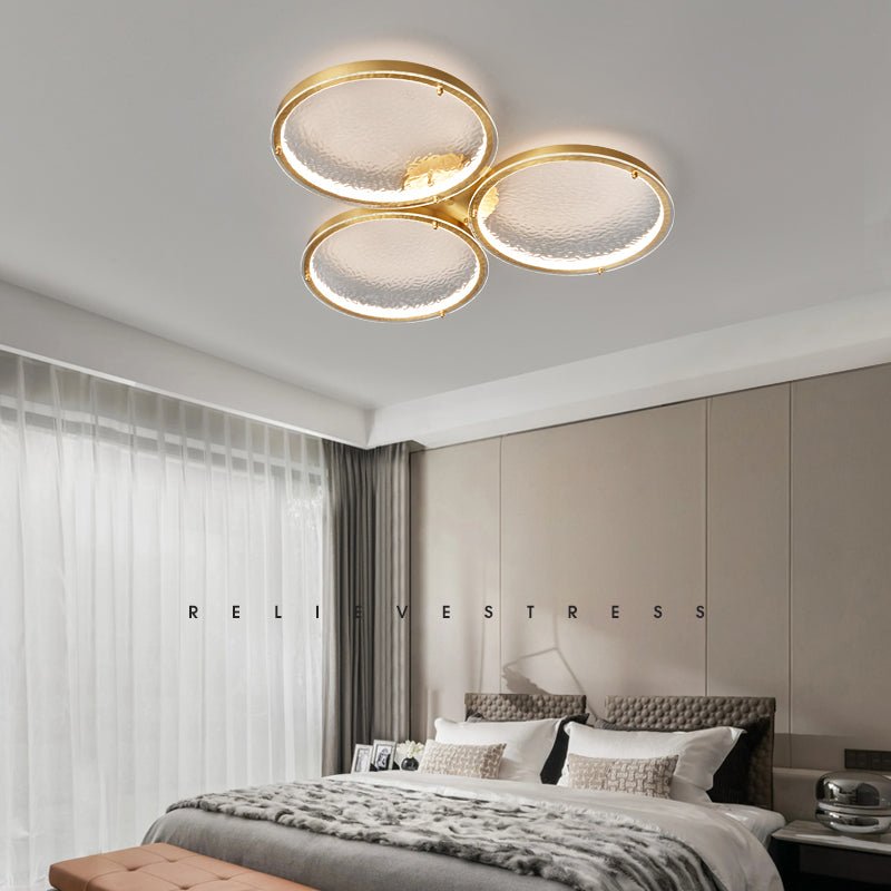 Itale unieke ringen van goudkleurig messing met glazen plafondlamp