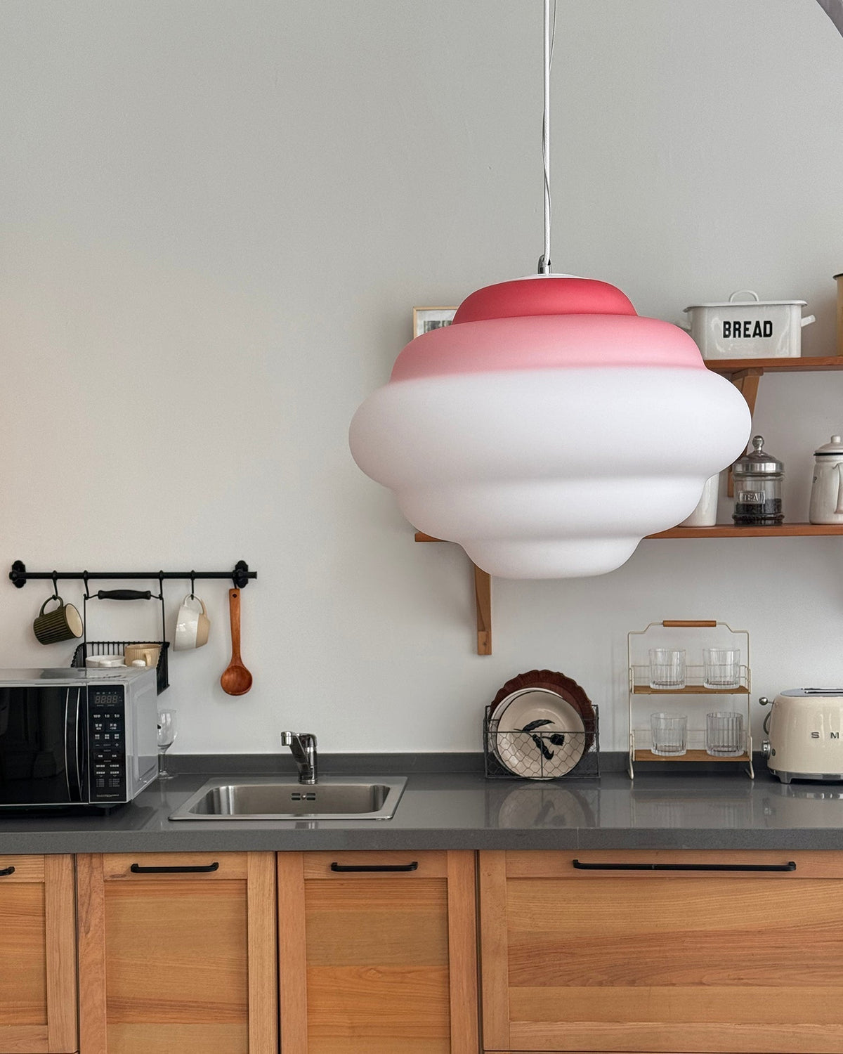 Eurvenara Premium Noordse kunst hanglamp met wolkig glas