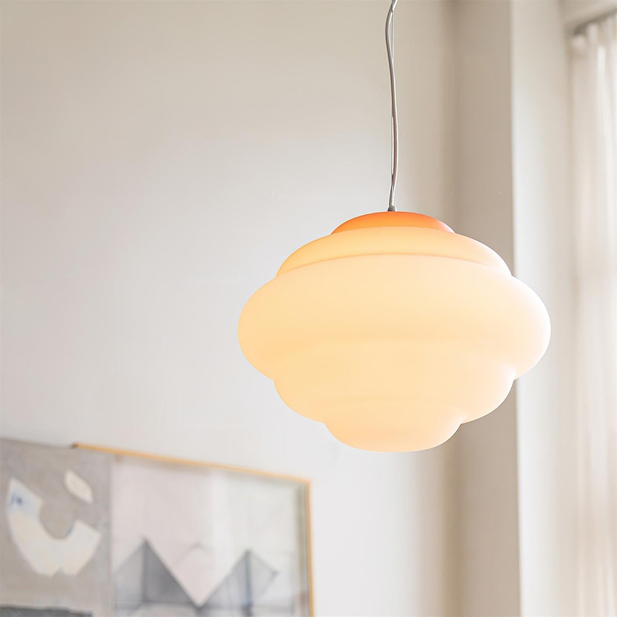 Eurvenara Premium Noordse kunst hanglamp met wolkig glas