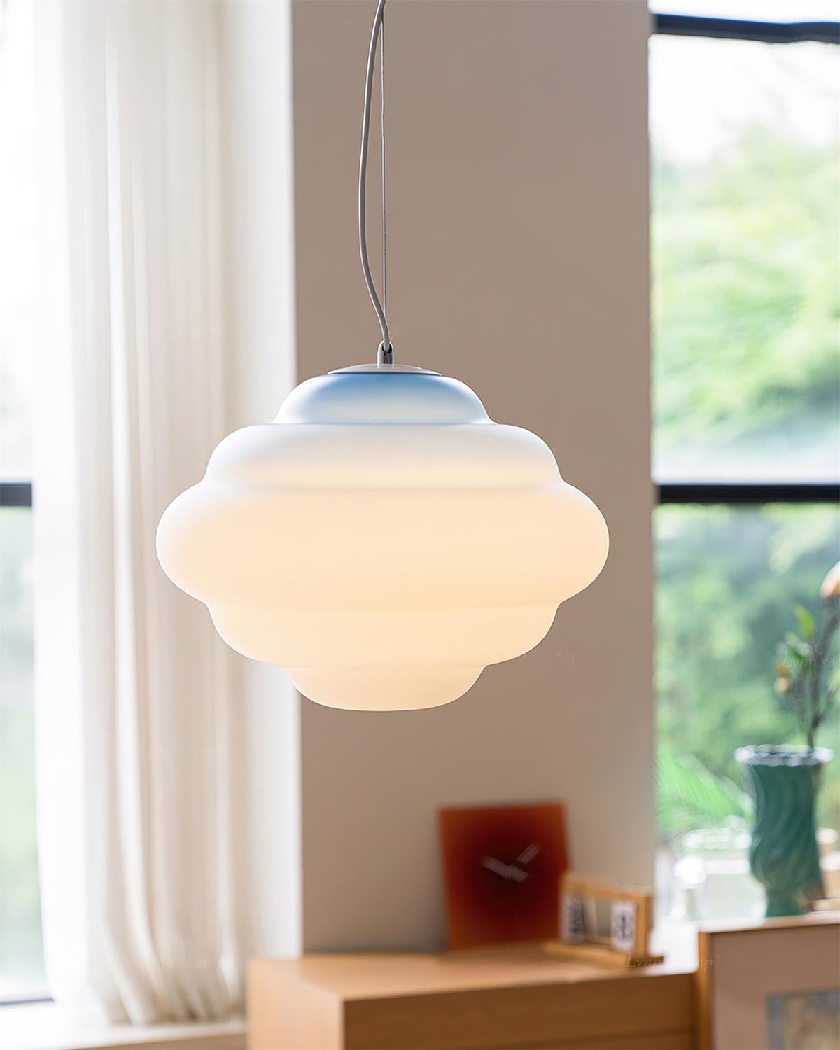 Eurvenara Premium Noordse kunst hanglamp met wolkig glas