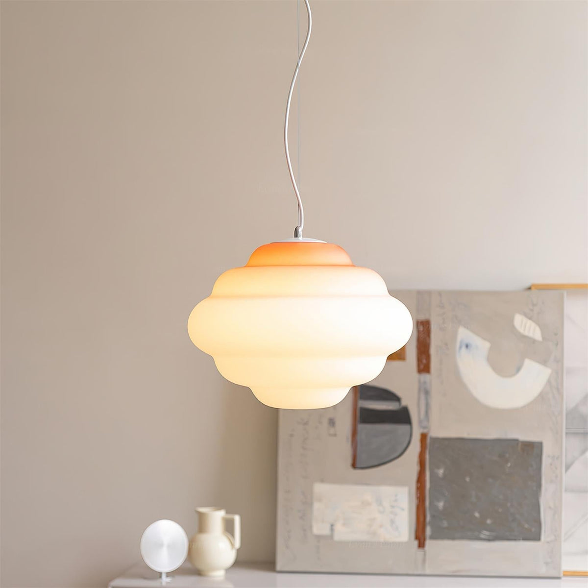 Eurvenara Premium Noordse kunst hanglamp met wolkig glas