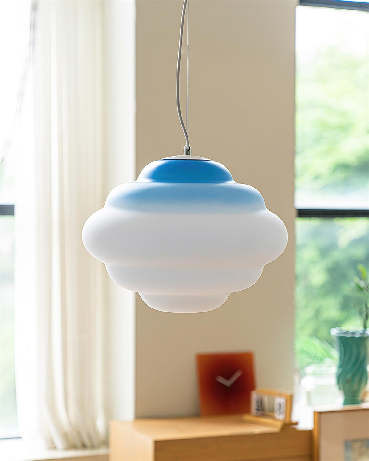 Eurvenara Premium Noordse kunst hanglamp met wolkig glas