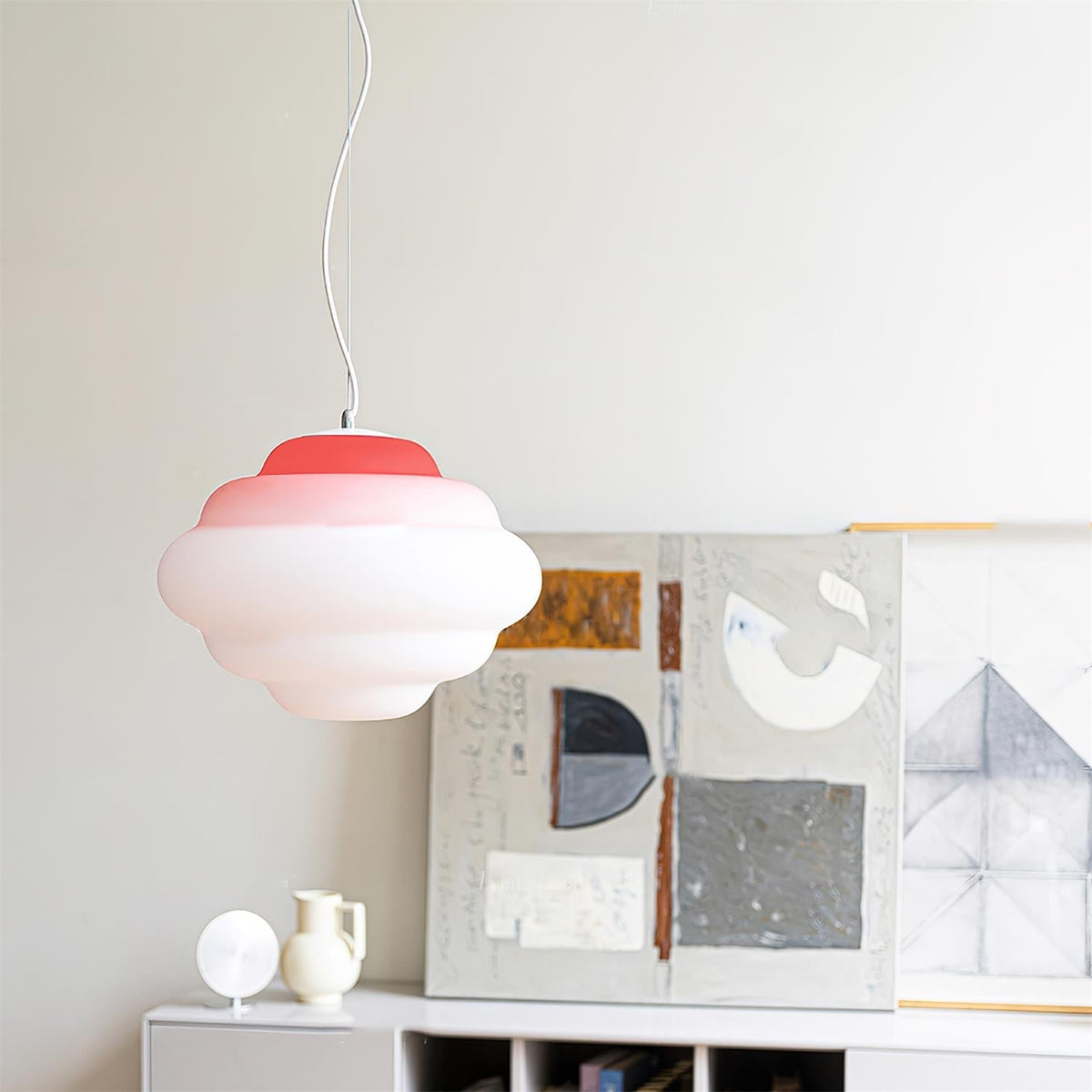 Eurvenara Premium Noordse kunst hanglamp met wolkig glas
