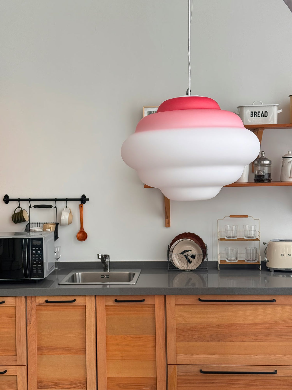 Eurvenara Premium Noordse kunst hanglamp met wolkig glas