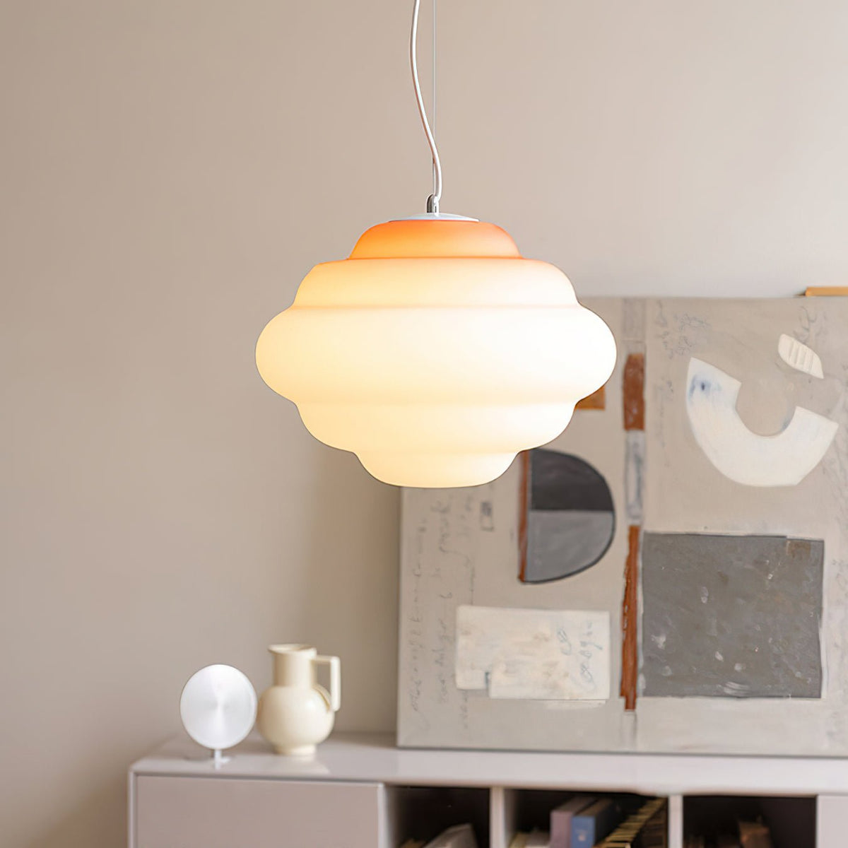 Eurvenara Premium Noordse kunst hanglamp met wolkig glas