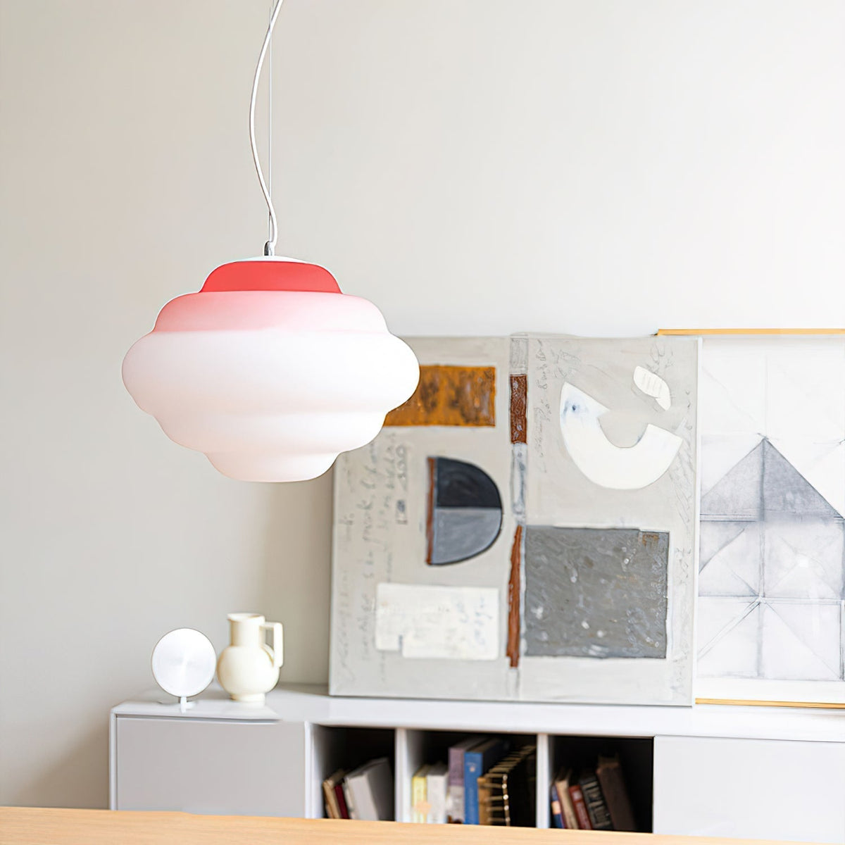 Eurvenara Premium Noordse kunst hanglamp met wolkig glas
