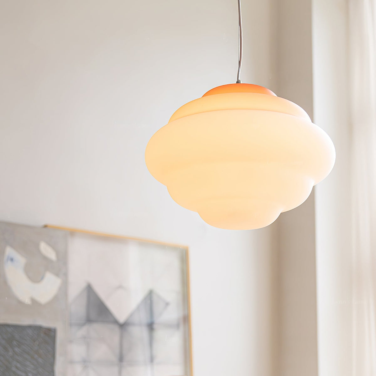 Eurvenara Premium Noordse kunst hanglamp met wolkig glas