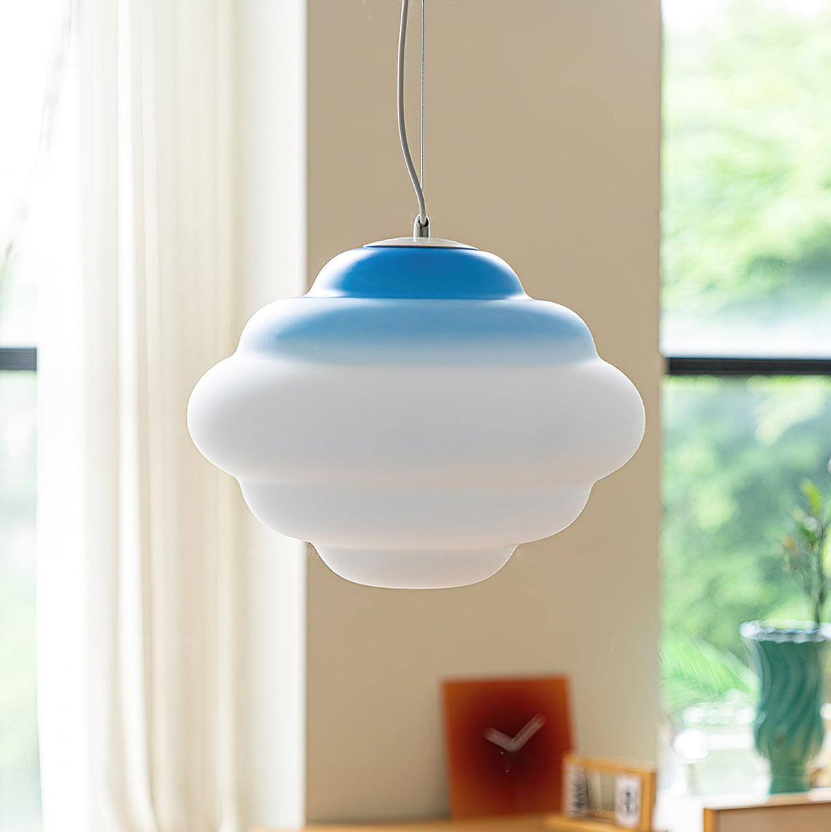 Eurvenara Premium Noordse kunst hanglamp met wolkig glas