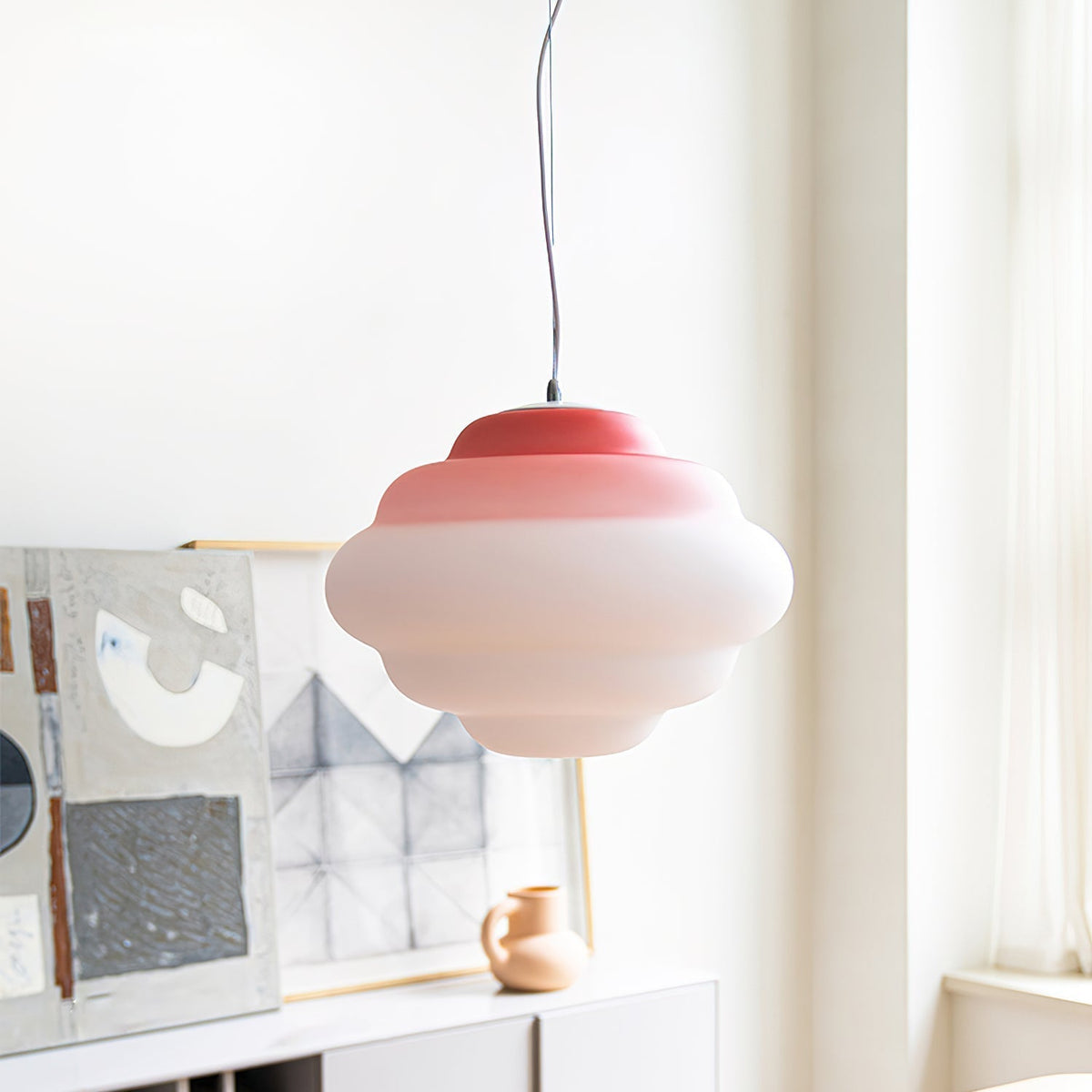Eurvenara Premium Noordse kunst hanglamp met wolkig glas