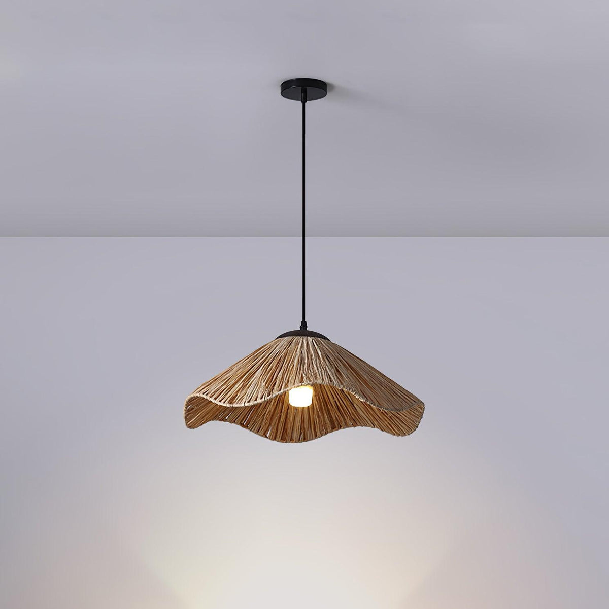 Falinor hanglamp met natuurlijk riet in bohemian stijl