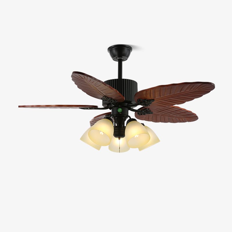 Syleelle Tropisch Hout glas Plafondventilator met Verlichting