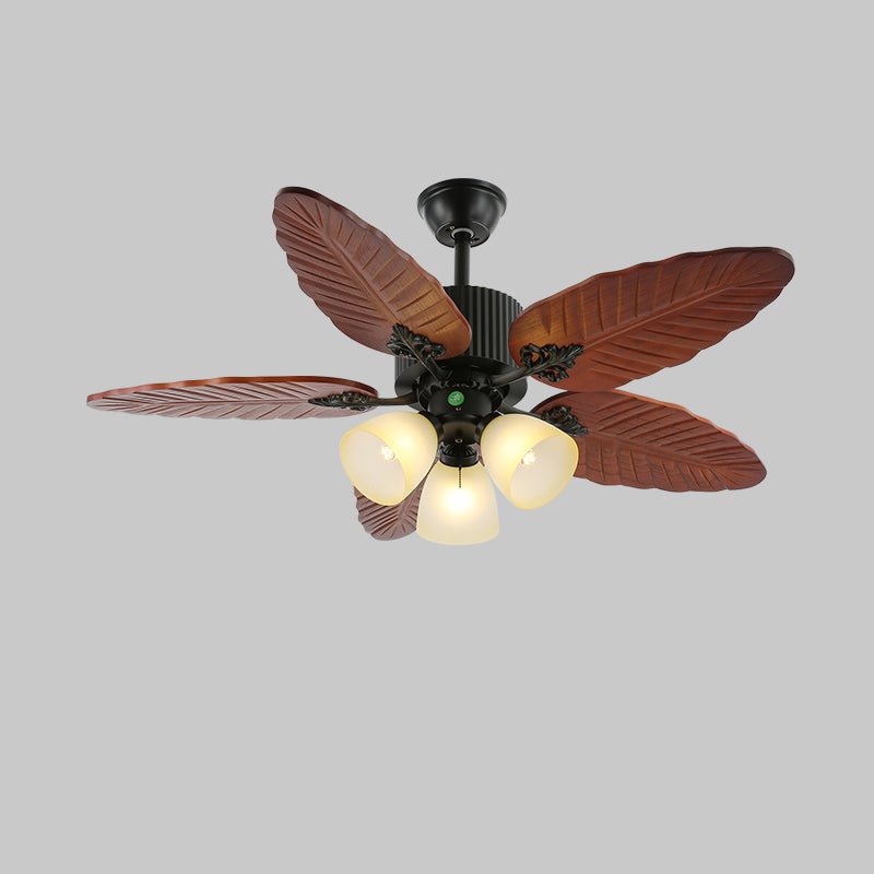 Syleelle Tropisch Hout glas Plafondventilator met Verlichting