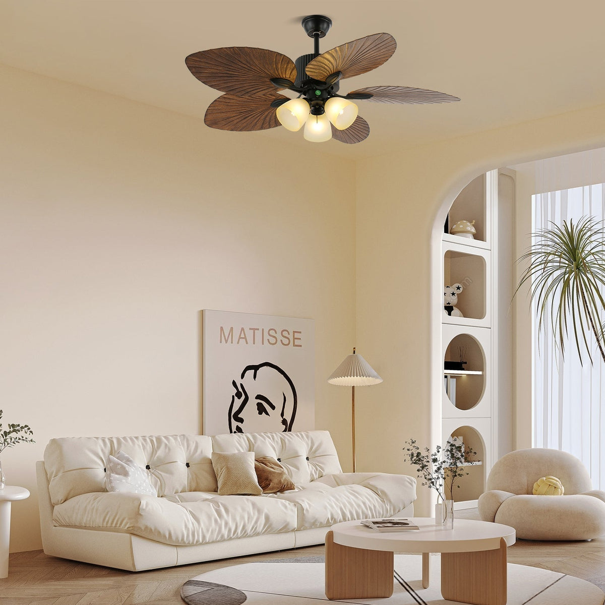 Virel Tropical hout plafondventilator met verlichting