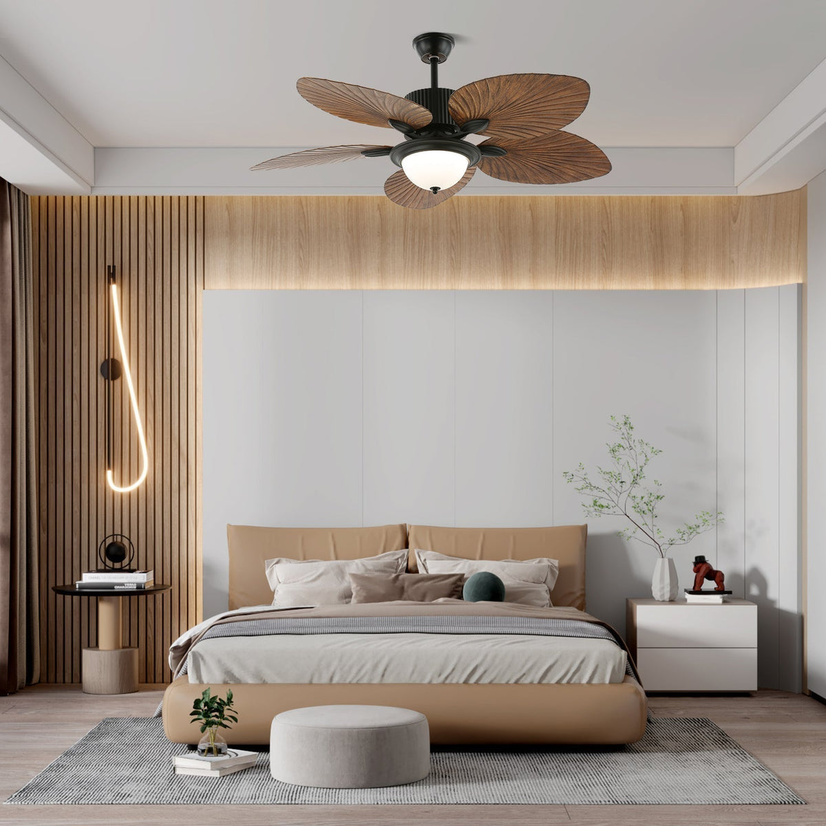 Virel Tropical hout plafondventilator met verlichting