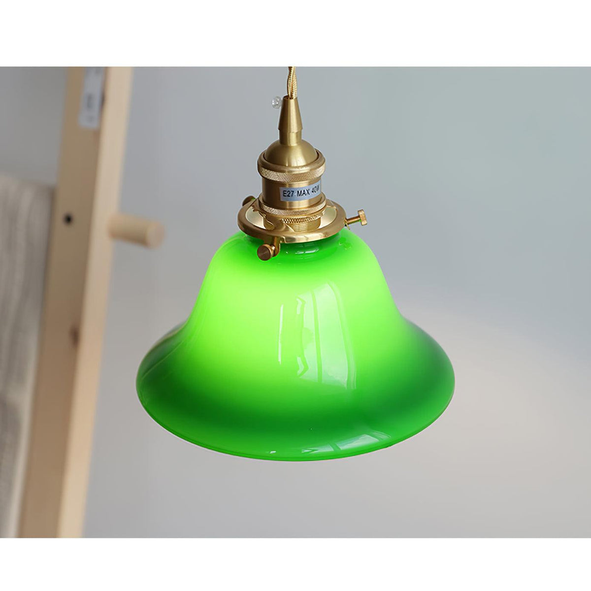 Jovanth Retro hanglamp in messing met groene afwerking