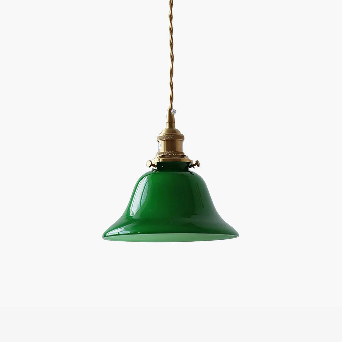 Jovanth Retro hanglamp in messing met groene afwerking