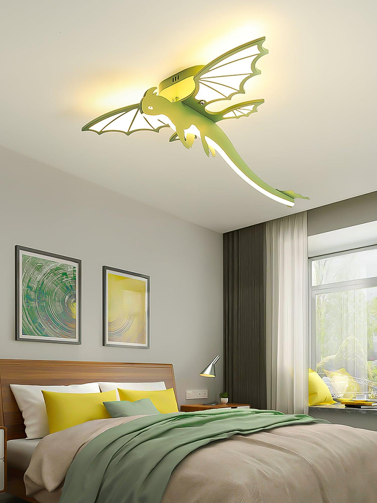 Miriora plafondlamp Groen Dinosaurus LED