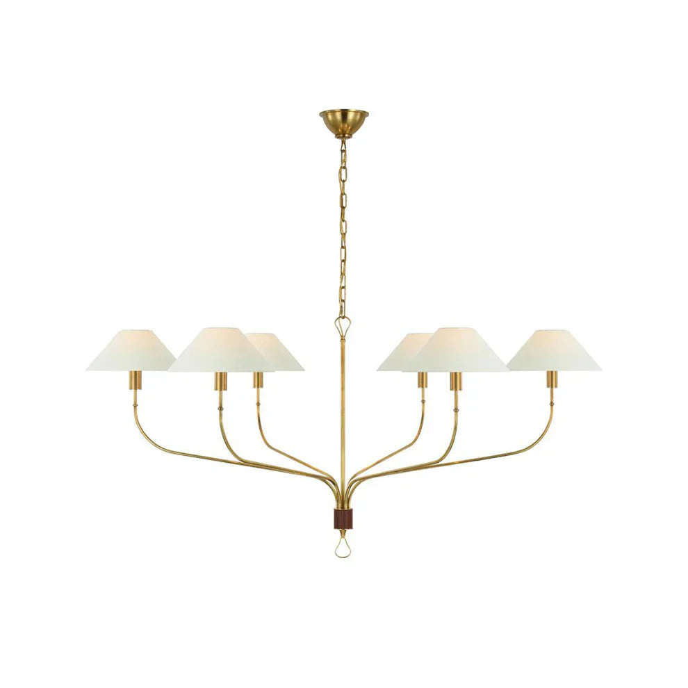Alessio Vintage Luxe Messing Stof Kroonluchter Lampenkap Woonkamer Eetkamer
