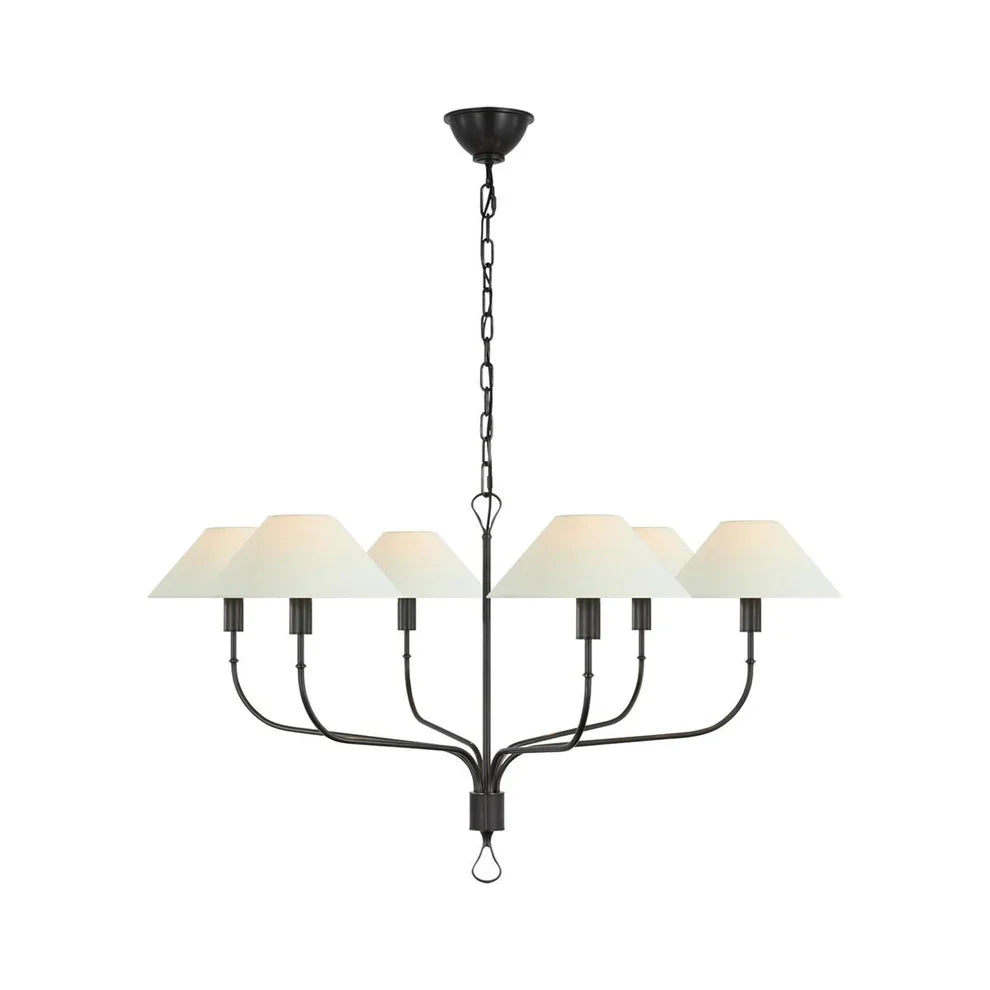 Alessio Vintage Luxe Messing Stof Kroonluchter Lampenkap Woonkamer Eetkamer