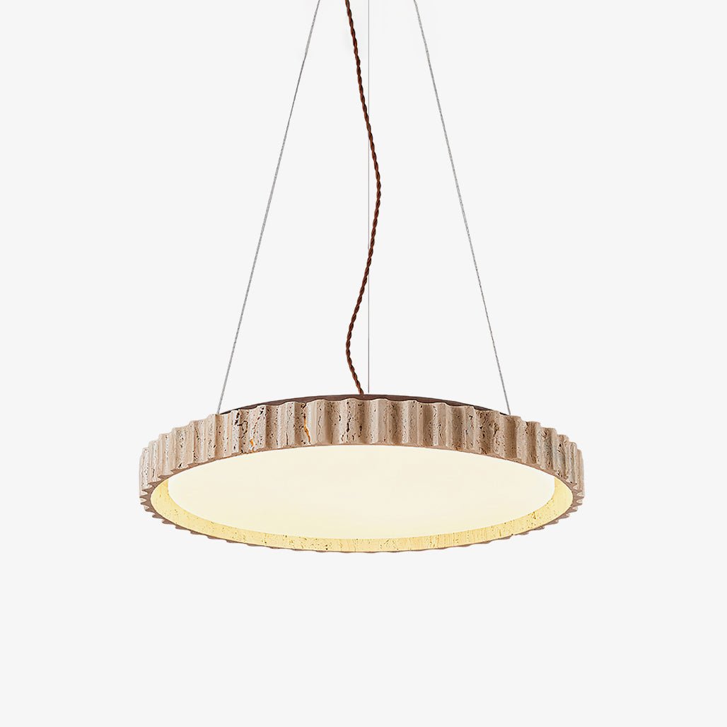 Elvenis ronde hanglamp van geel travertin