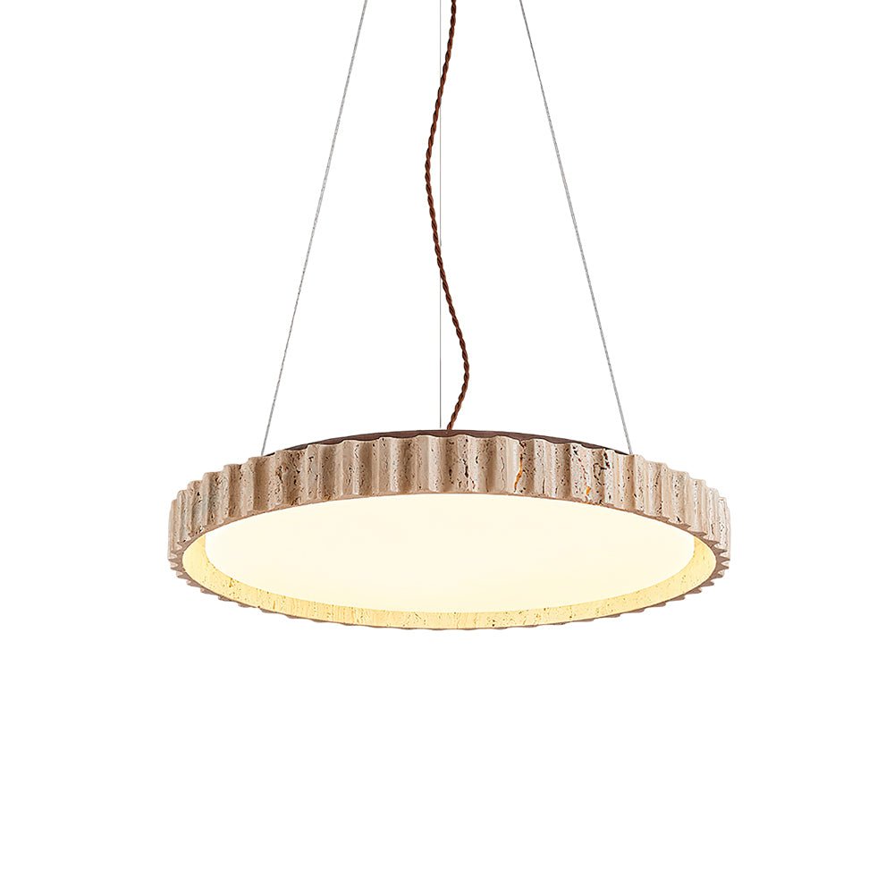 Elvenis ronde hanglamp van geel travertin