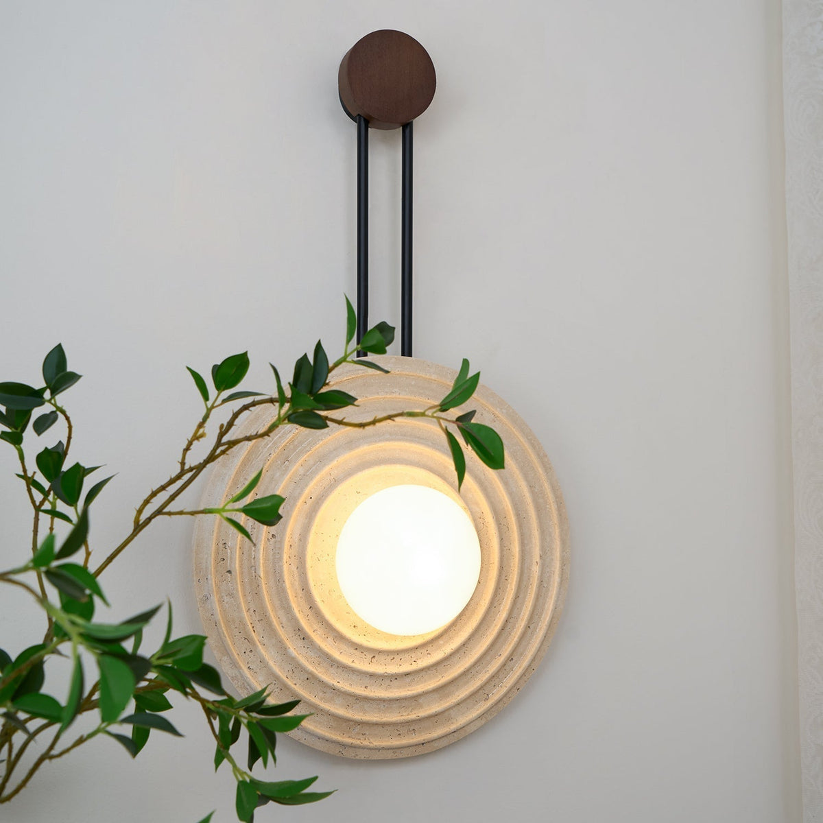 Isoror Spiral-Ring travertin wandlamp