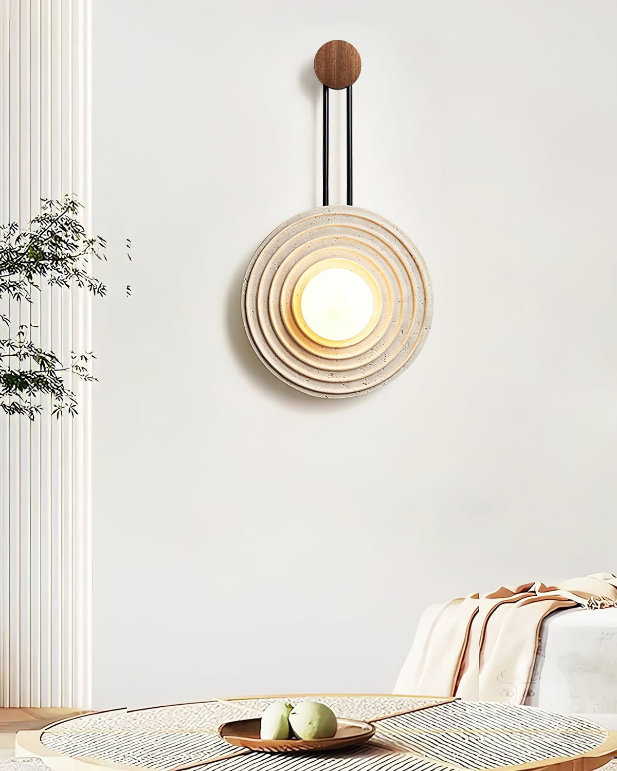 Isoror Spiral-Ring travertin wandlamp