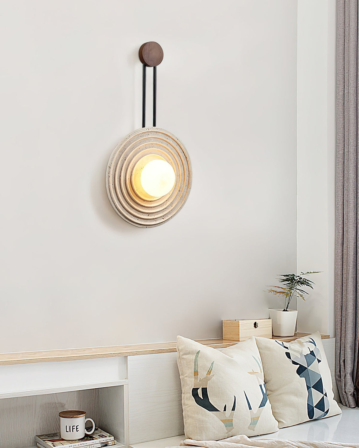 Isoror Spiral-Ring travertin wandlamp