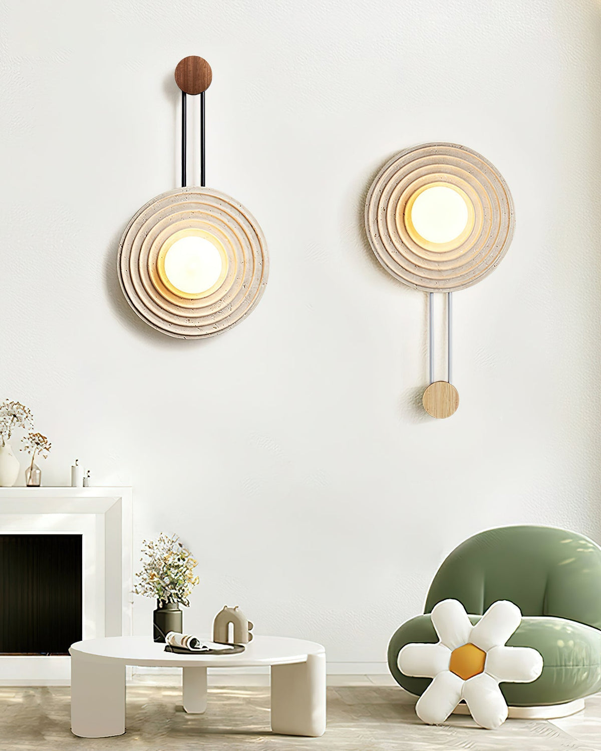Isoror Spiral-Ring travertin wandlamp