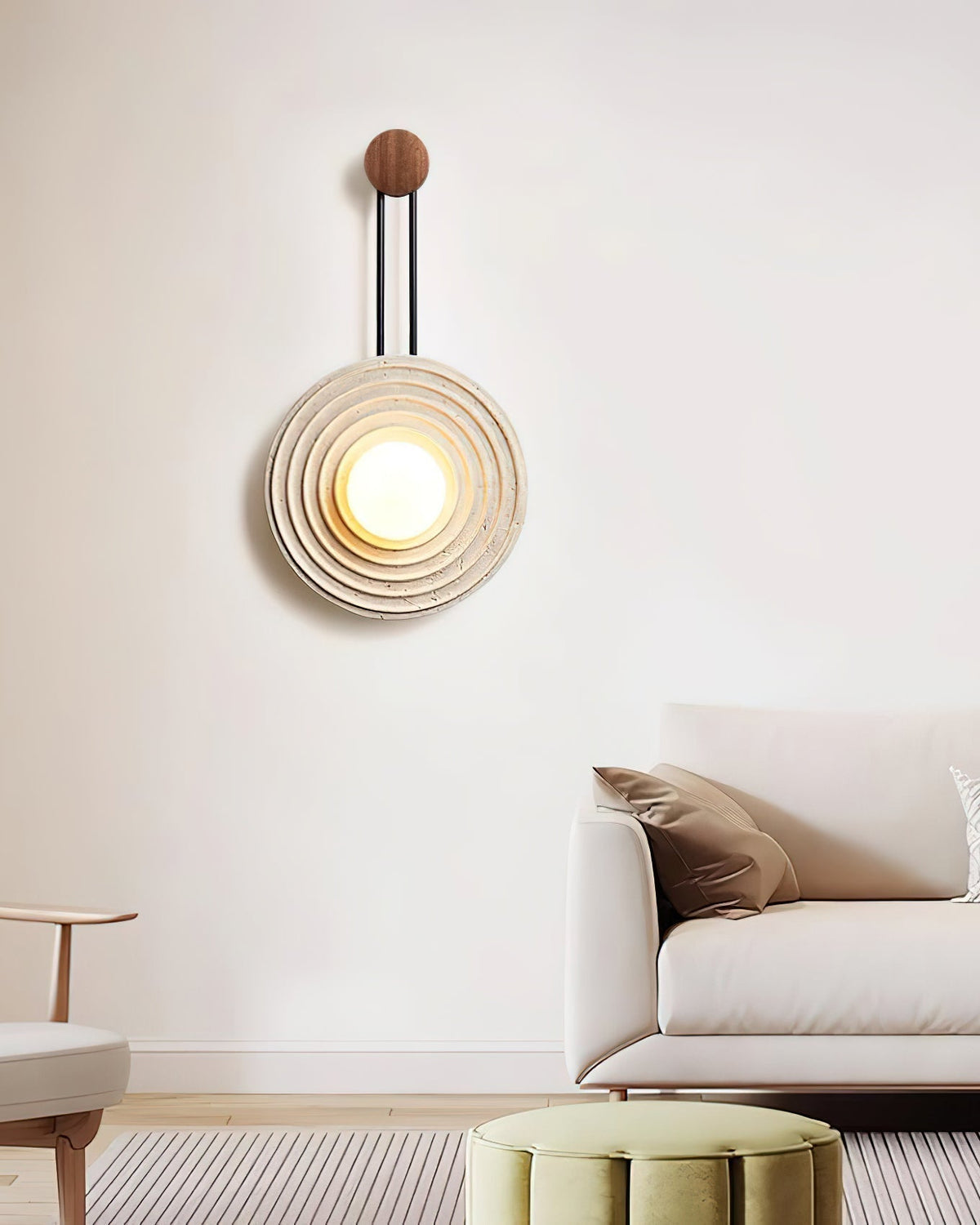 Isoror Spiral-Ring travertin wandlamp