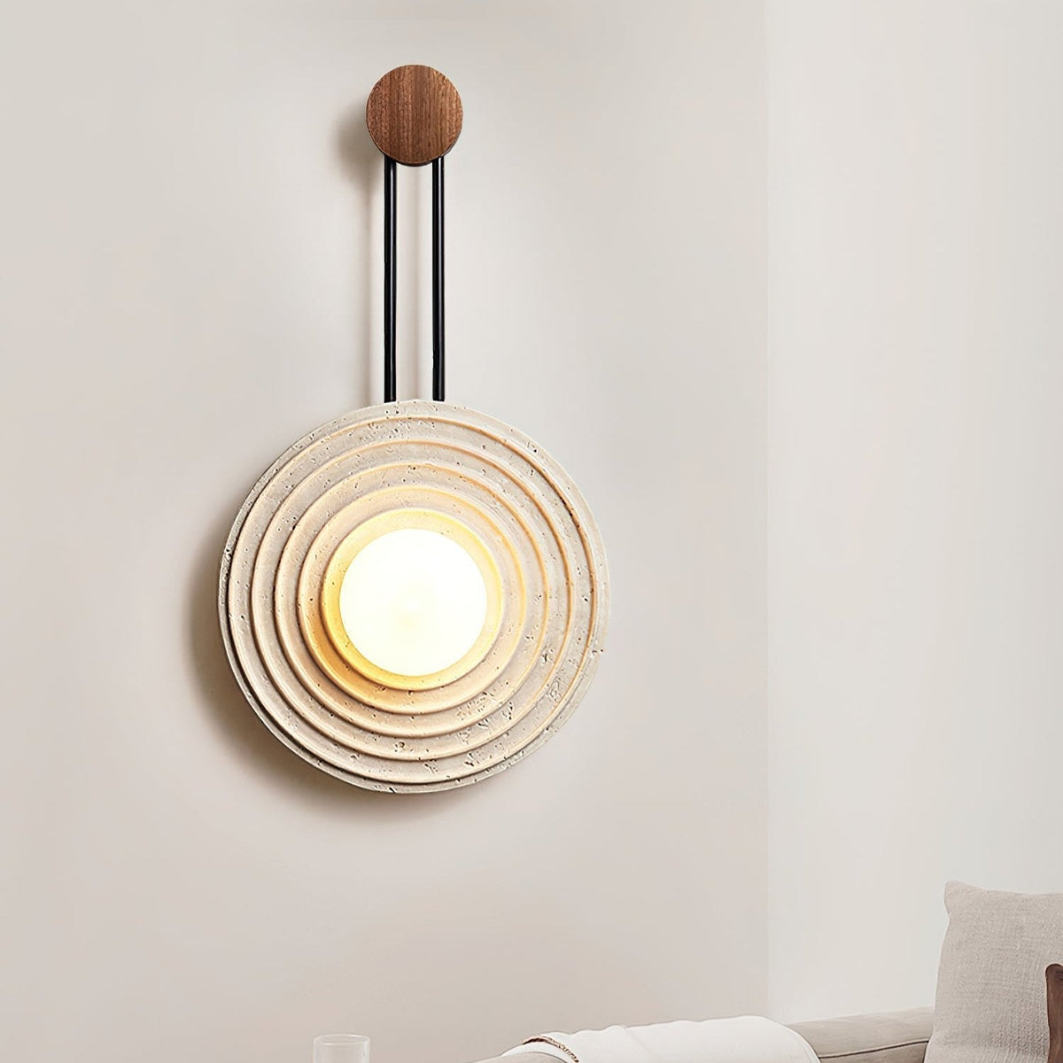 Isoror Spiral-Ring travertin wandlamp