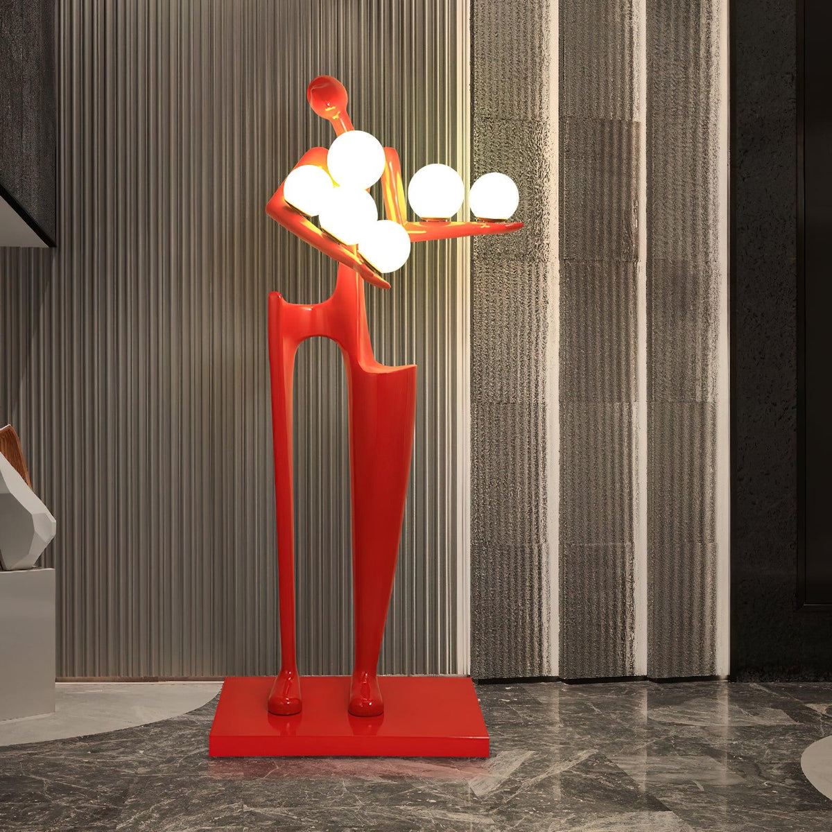 Viraeette kunststof vloerlamp in artistiek ontwerp