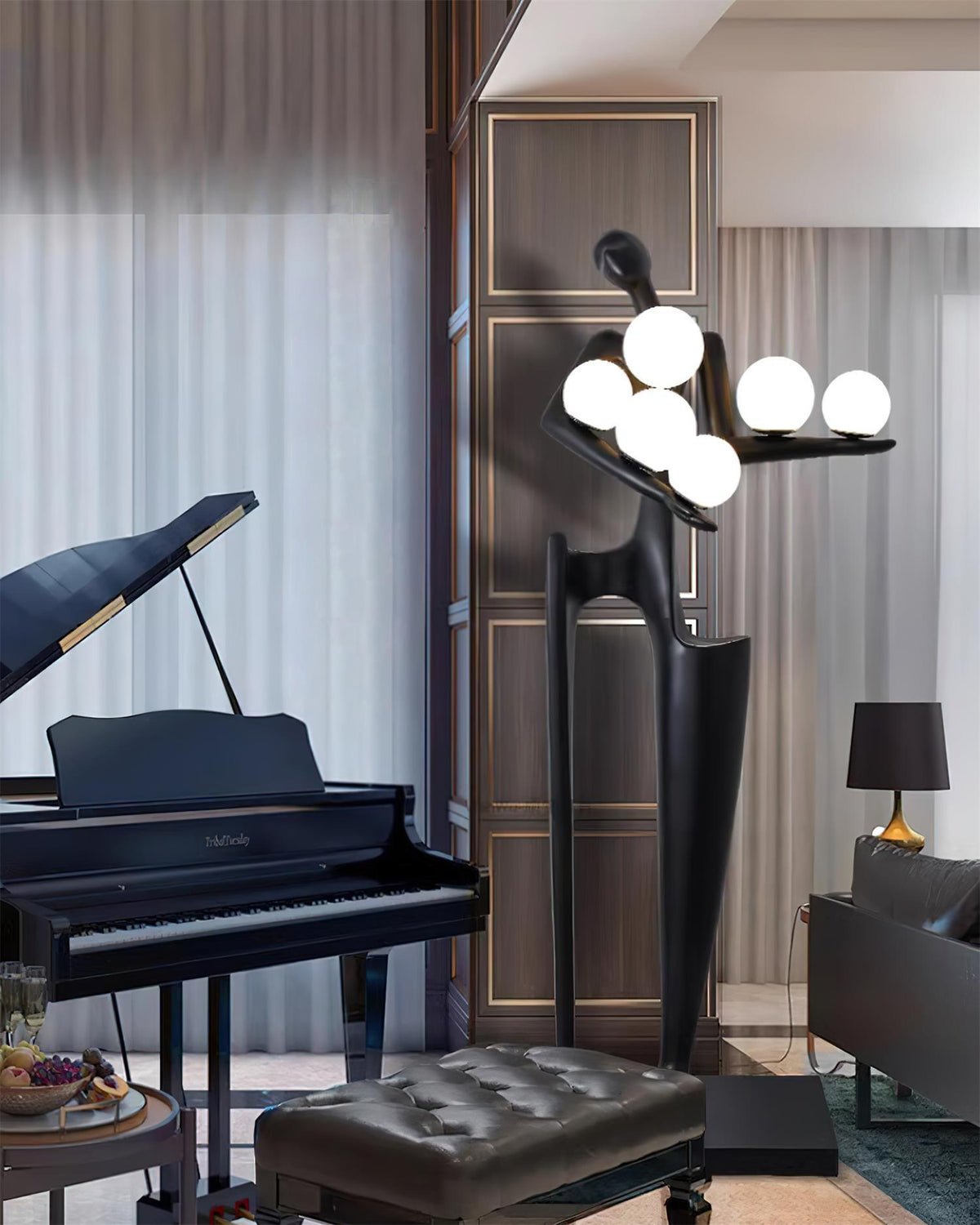 Viraeette kunststof vloerlamp in artistiek ontwerp