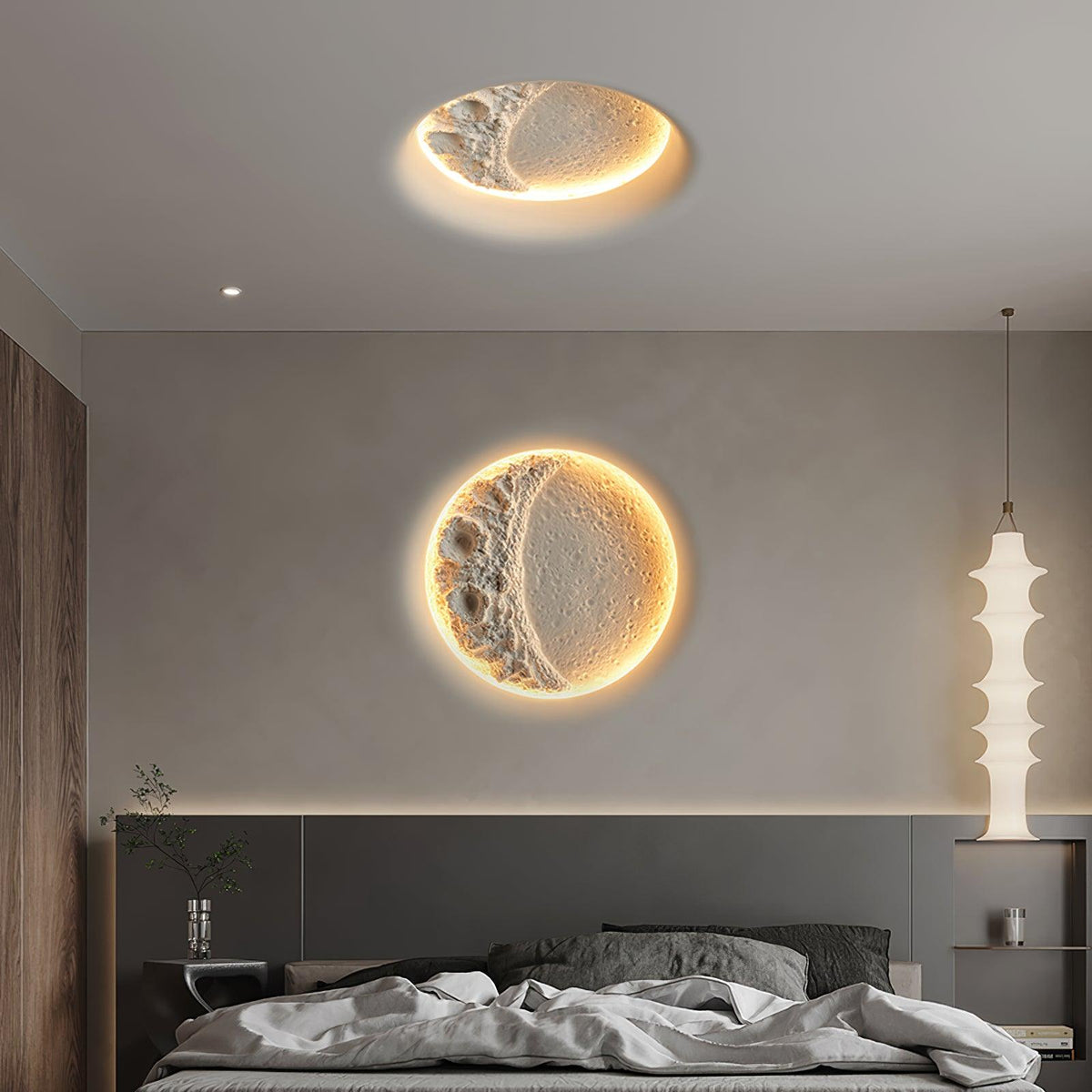Elaisaine wandlamp Gips Maan