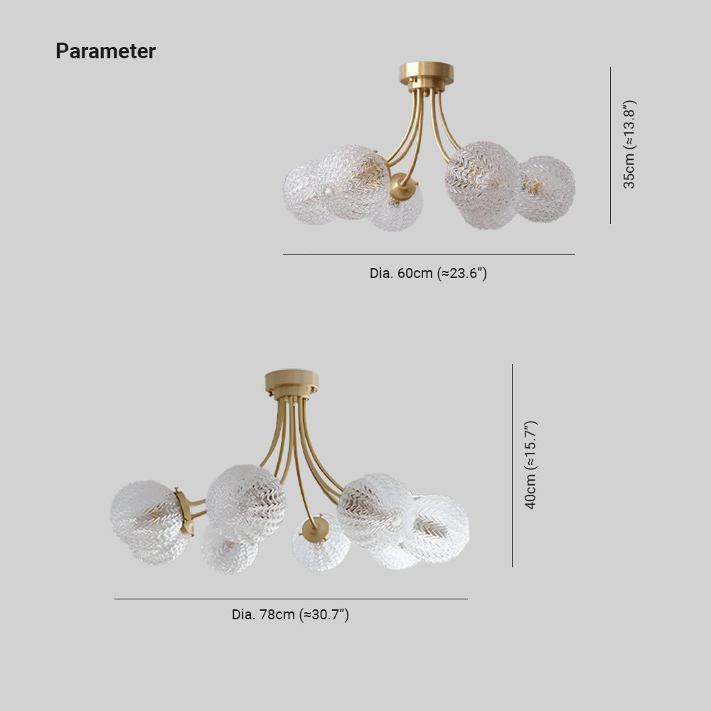 Valentina Moderne Metaal Glas Inbouwmontage Plafondlamp Slaapkamer