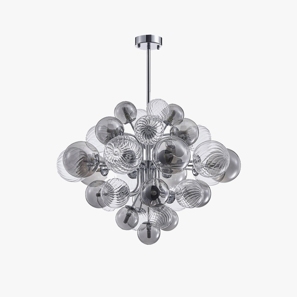 Valentina Modern Tros Bubble Kroonluchters Zilver Glas Metaal Woonkamer