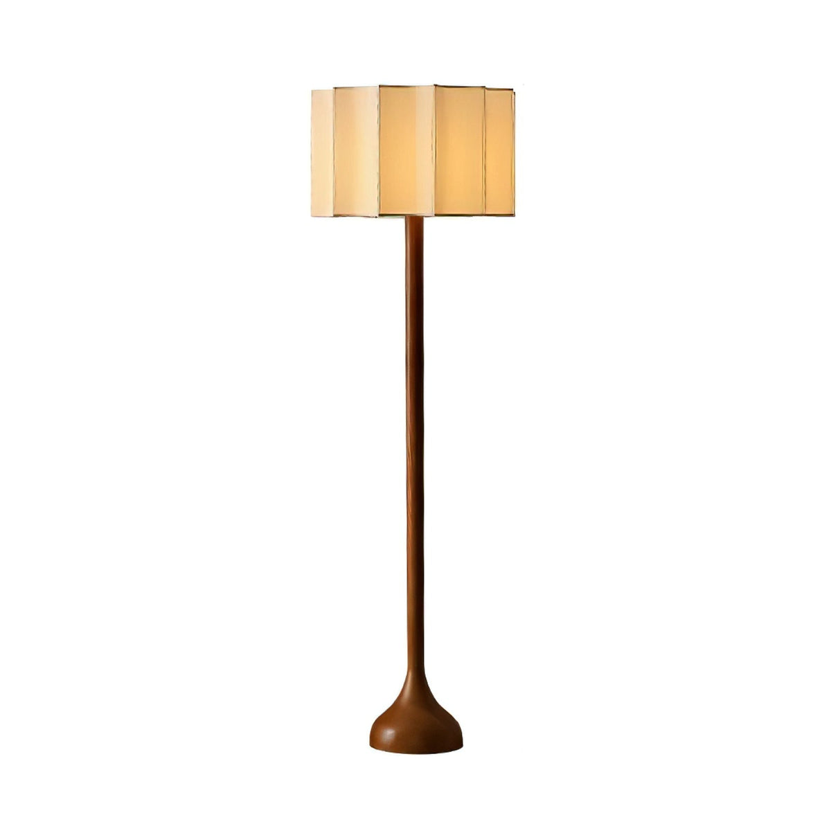 Bexi Minimalistische vloerlamp van walnoothout en beige stof