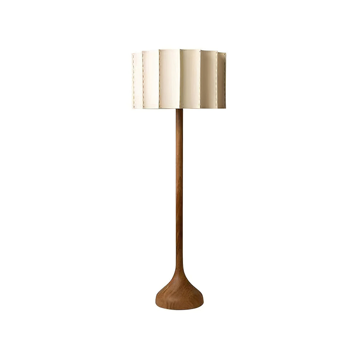 Bexi Minimalistische vloerlamp van walnoothout en beige stof