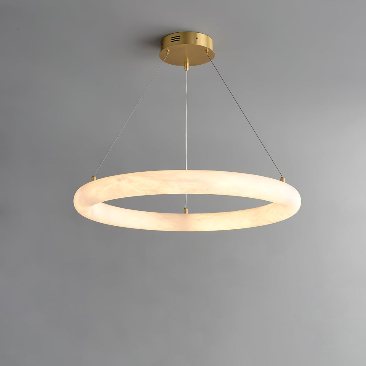 Erzorila ronde albasten hanglamp met goudkleurige accenten