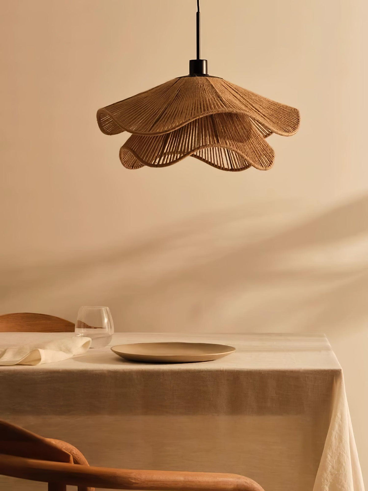 Avenaenne hanglamp handgemaakt strooien hoed dubbele laag