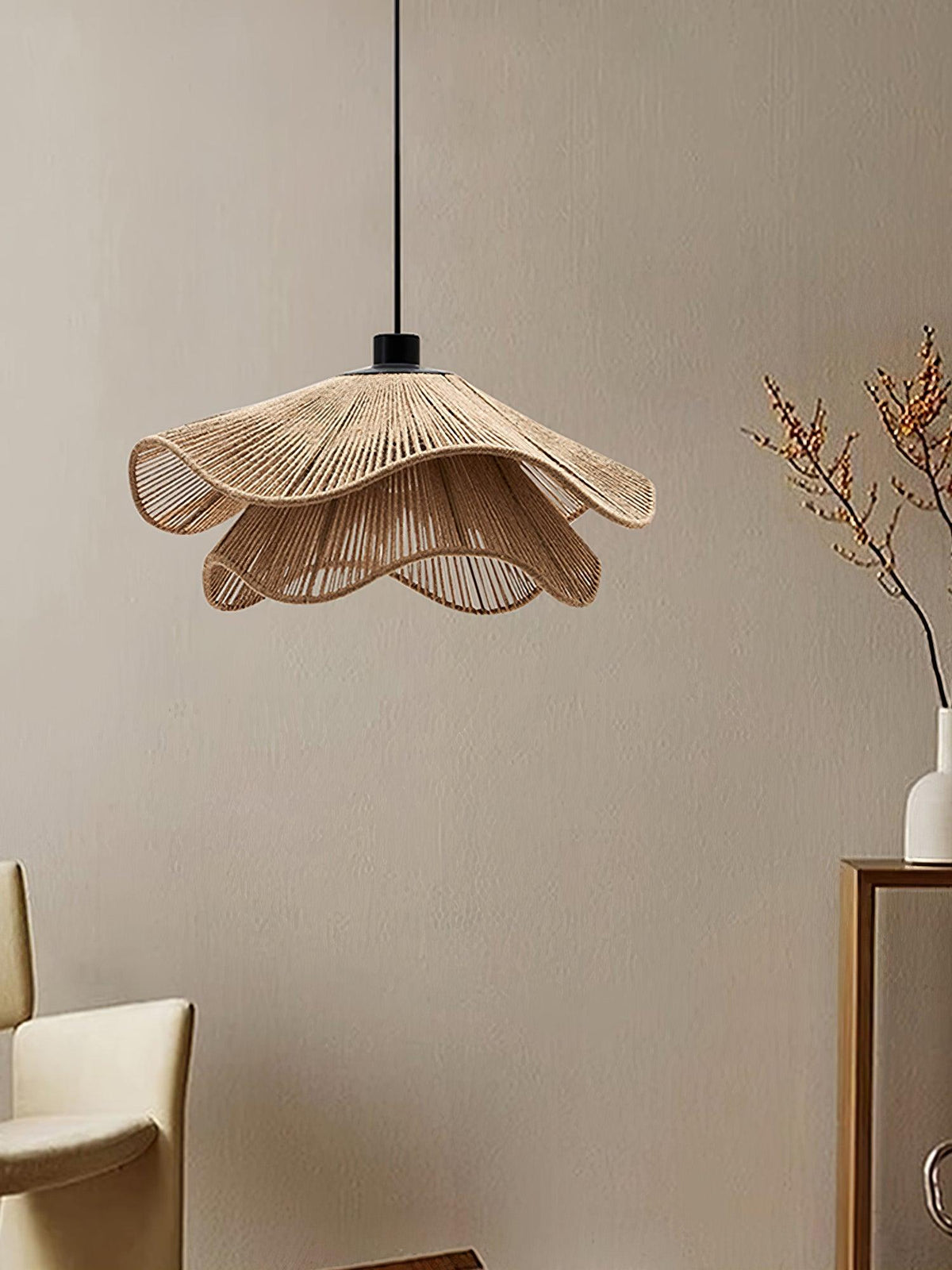 Avenaenne hanglamp handgemaakt strooien hoed dubbele laag