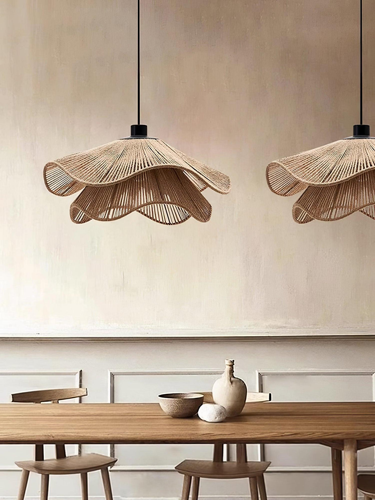 Avenaenne hanglamp handgemaakt strooien hoed dubbele laag