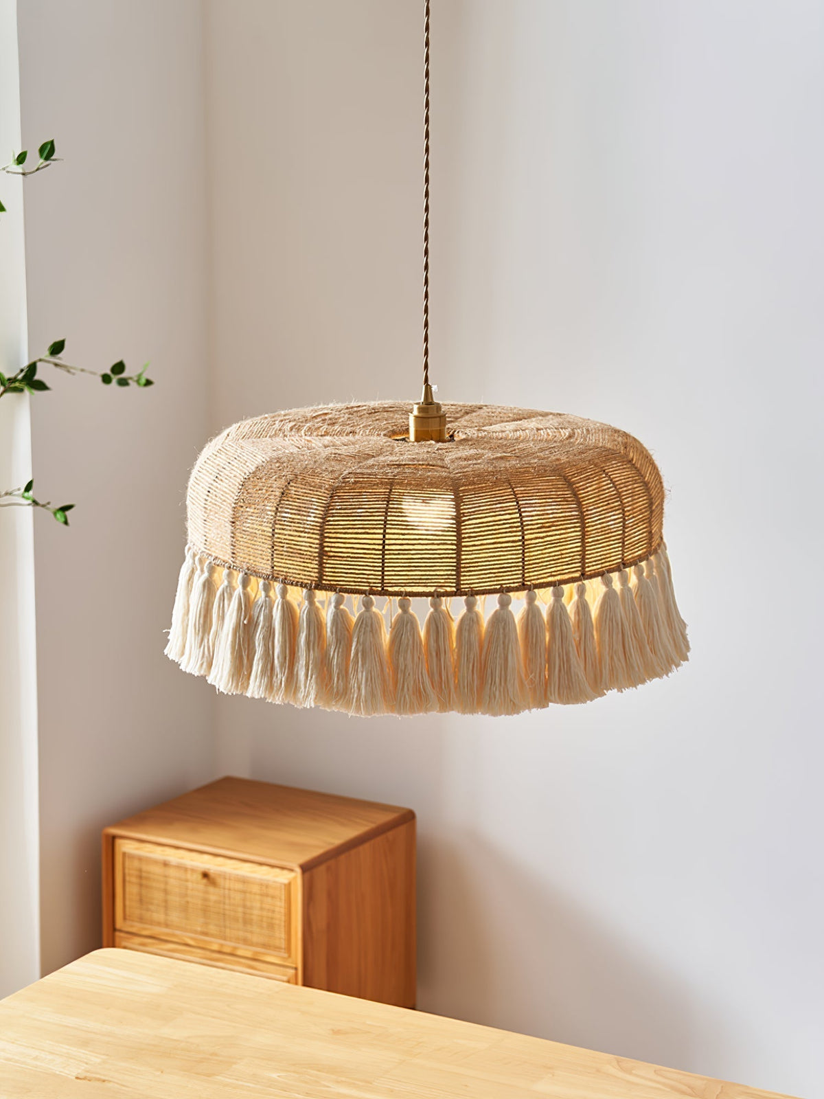 Boho handgeweven jute hanglamp